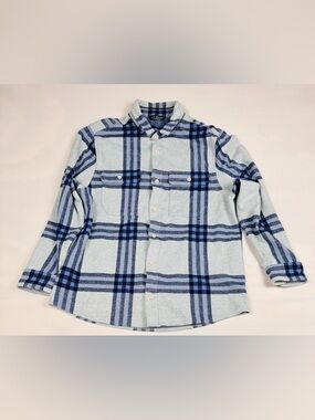 Alpine Design Blue and Gray Plaid Button Down Brushed Knit Shacket Mens L